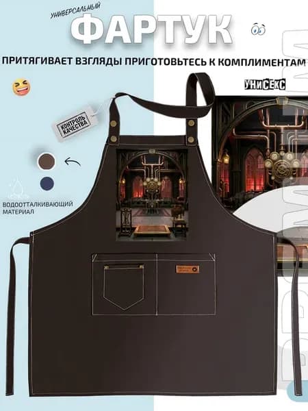 Фартук паровая машина с манометрами в стиле стимпанк