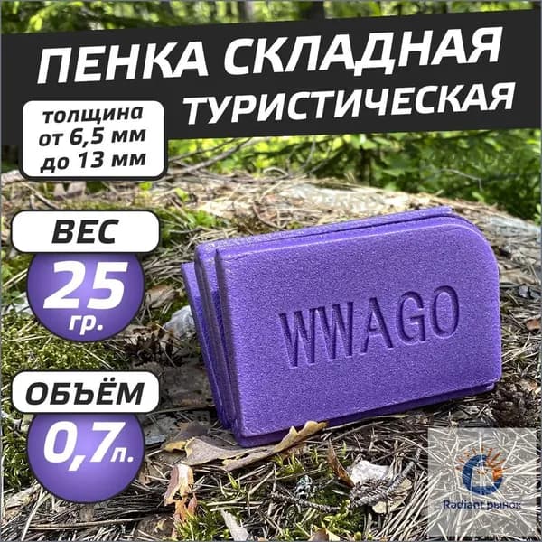 Сидушка туристическая, пенка складная туристическая, фиолетовый