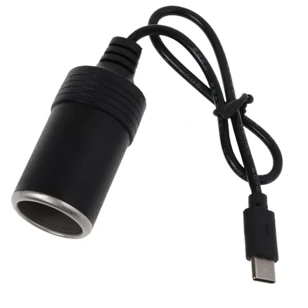 Кабель-конвертер USB-C PD Male в прикуриватель 12В Female для видеорегистратора и вентилятора