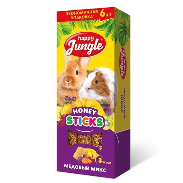 Палочки Happy Jungle для крупных грызунов микс 6шт 180г j218