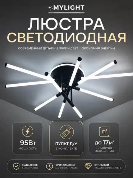 Люстра потолочная светодиодная с пультом 95 Вт