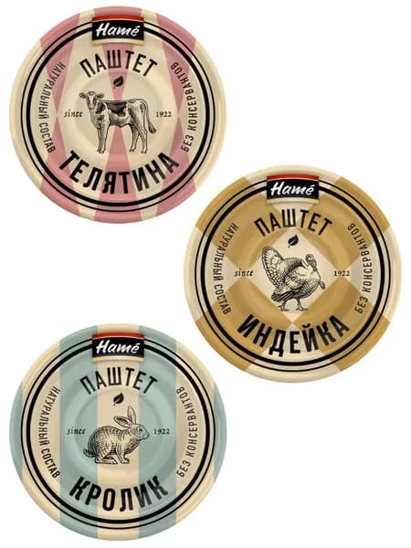Паштет ассорти вкусов, 3 шт по 100 г