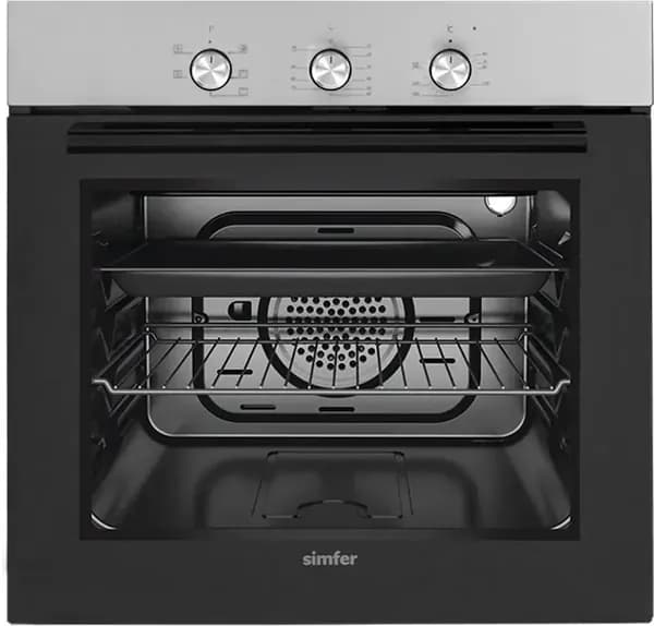 Духовой шкаф электрический Simfer, 2300 Вт, 58 л, дверца с 2 стеклами, цвет черный, (B6EM16011)