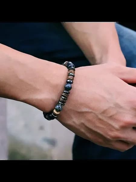 Мужской браслет из дерева, гемат�