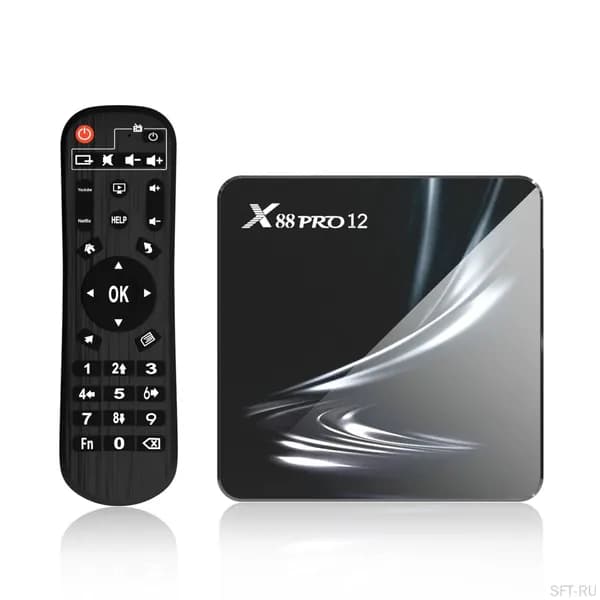 Смарт-приставка для телевизора на Android 12.0 с процессором RK3318, поддержкой Wi-Fi двойной полосы, Bluetooth 5.0, 100М LAN, декодированием VP9 и H.265, а также пультом управления