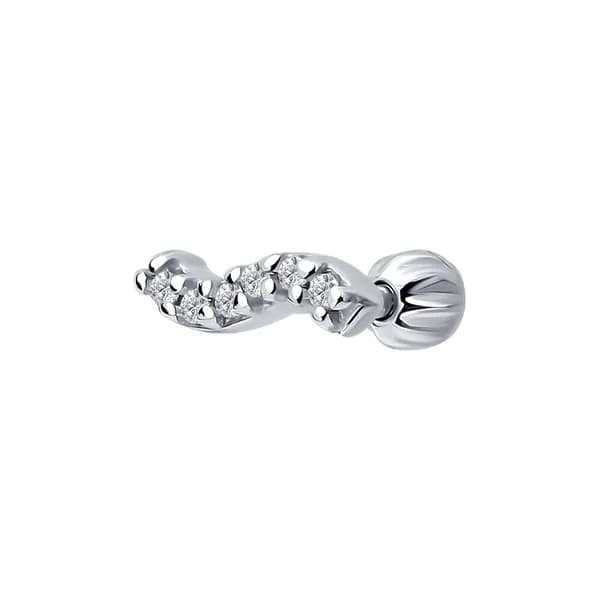SOKOLOV, Серьга из серебра с фианитами, 94170483, серьга одиночная, 925 проба, гвоздики