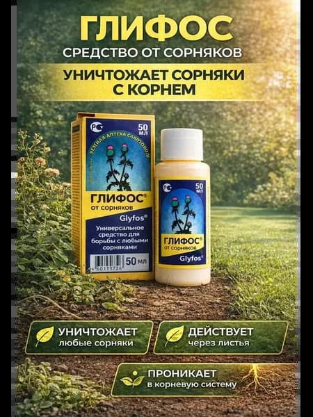 Глифос средство от сорняков и травы 50 мл для сада и огорода