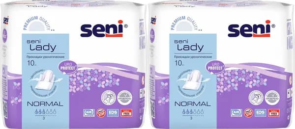 Прокладки урологические Seni Lady Normal, комплект: 2 упаковки по 10 шт