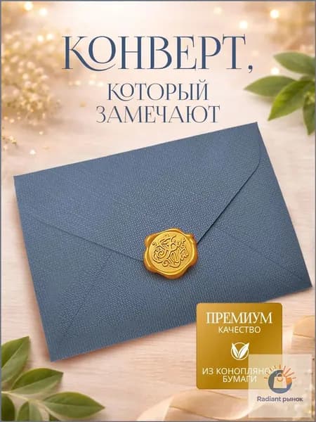 Эксклюзивный конверт из конопляной бумаги применяется для денег, открыток, свадебных приглашений и поздравительных посланий.
