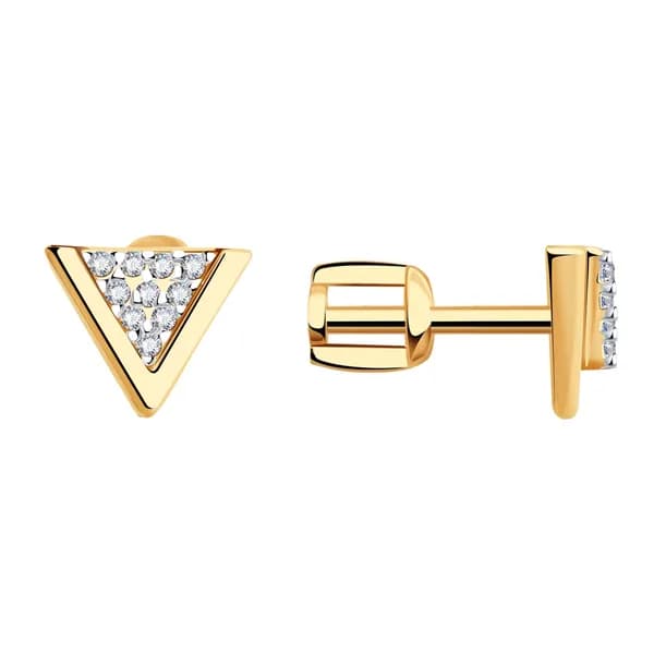 Золотые серьги DIAMANT-ONLINE с цирконием 585 пробы