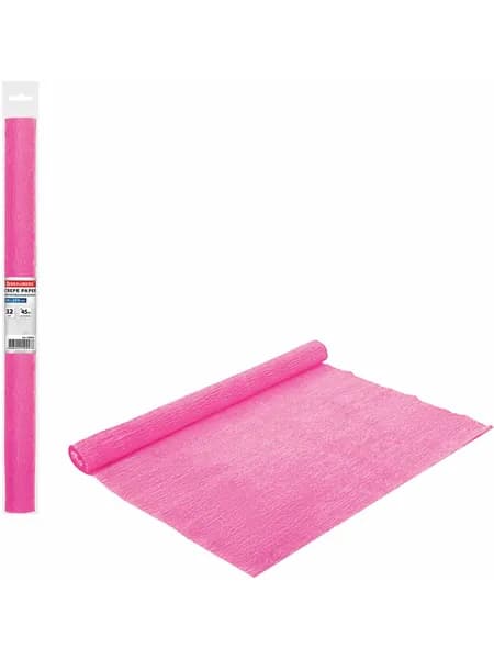 Бумага гофрированная/креповая, 32г/м2, 50х250см, розовая, в рулоне, BRAUBERG, 126532