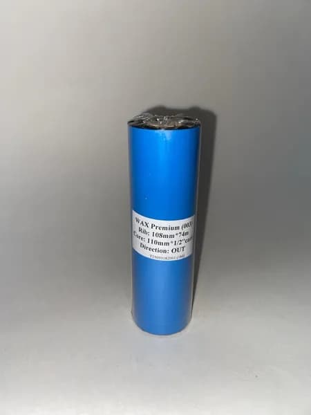 Риббон 108мм х 74м Черный WAX Premium, вт 0,5"/110мм, OUT, 1 рулон