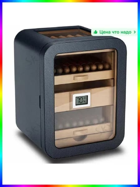 Настенный сигарный шкаф из черного ореха, 42x32x32 см, 6 кг, серебристый