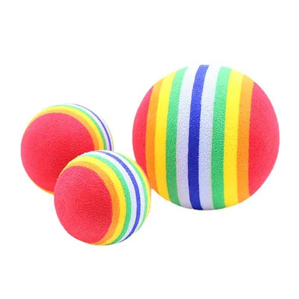 Игрушка для котят Радужные шарики твердые (10шт)