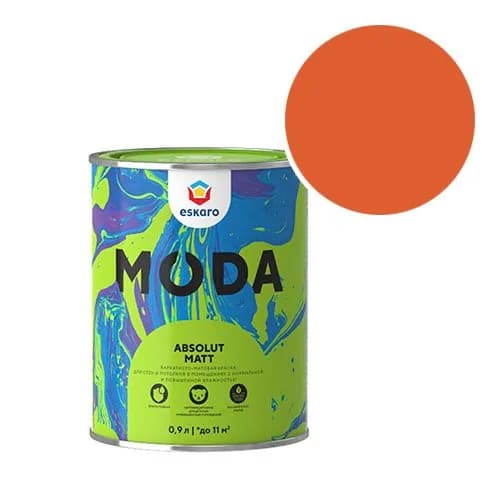 Краска моющаяся Eskaro Moda Absolut Matt RAL 2004 (Чистый оранжевый - Pure orange) 0,9 л
