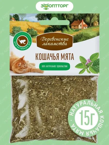 Лакомство Деревенские лакомства "Кошачья мята" для кошек, 15 г
