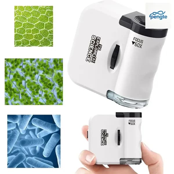 Эксклюзивный комплект MicroMini 60X, где портативный УФмикроскоп со светодиодным фонариком применяется вместе с арманным прибором.