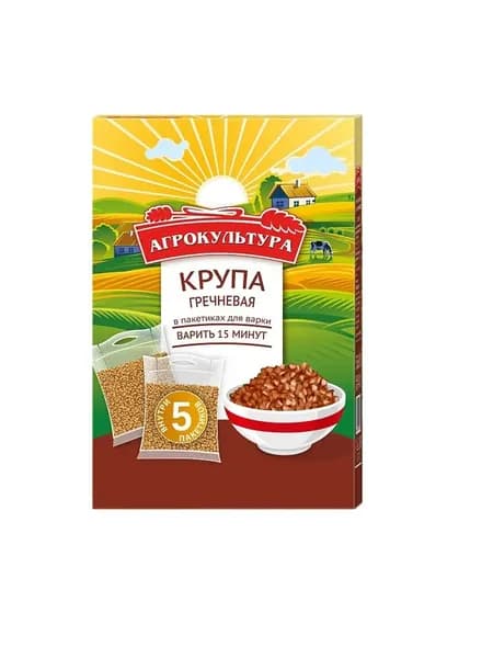 Агрокультура Гречка ядрица, 5 шт х 80 гр, 1 уп
