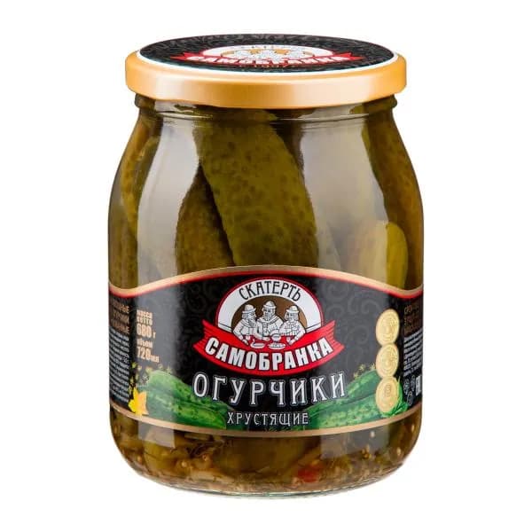 Огурчики Скатерть-самобранка маринованные хрустящие 680г