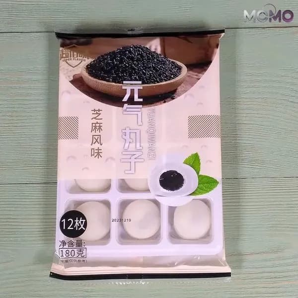 Рисовое моти (mochi, мочи) пирожное со вкусом кунжута без сахара 180гр/ Азиатские сладости/ Клецки из рисовой муки с начинкой/ Япония, Корея, Китай