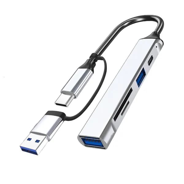 USB C HUB 5 в 1, Серебро