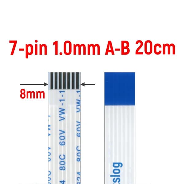 Шлейф FFC 7-pin Шаг 1.0mm Длина 20cm Обратный A-B AWM 20624 80C 60V VW-1