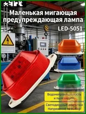 Сигнальная аварийная лампа для септика. Cветильник-вспышка 1светодиодов 1,3W, красная.