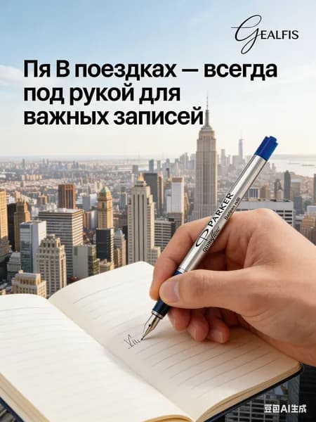 Шариковая ручка Parker Quinkflow F 0.8mm, синие чернила, в блистере для ручек Parker