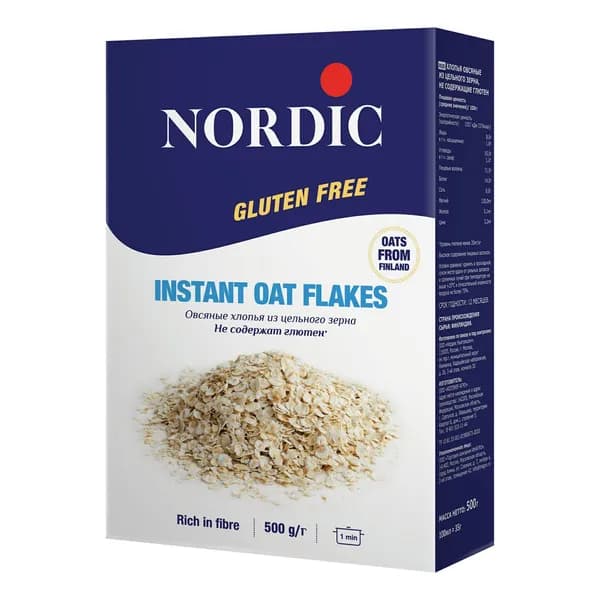 Хлопья Nordic овсяные без глютена 500 г