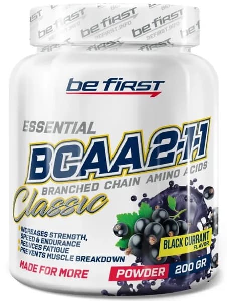 Аминокислоты БЦАА Чёрная Смородина порошок бца Be First BCAA 2:1:1 Classic Powder 200 гр