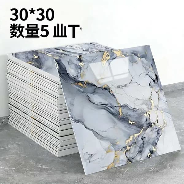 Эксклюзивные моющиеся обои для кухни 30x30 см с фольгой, 5 самоклеющихся панелей