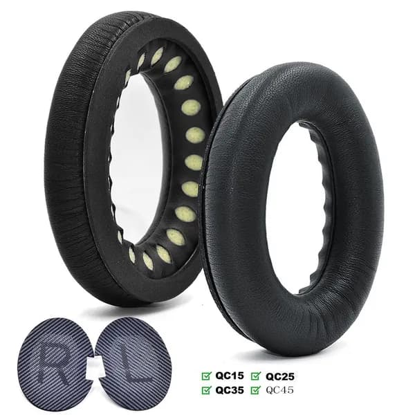 Амбушюры для наушников BOSE QuietComfort15, QuietComfort25 / BOSE QC2, QC15, AE2Q, C25, QC35, QC45 (кожа)