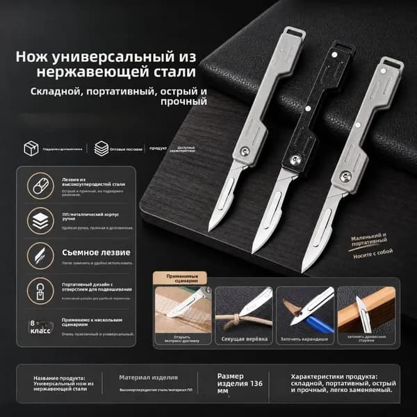 Качественная нержавеющая сталь 420, канцелярский нож, упакованные операционные лезвия, складной нож без повреждений руки, необходимый инструмент для кемпинга и отдыха на природе