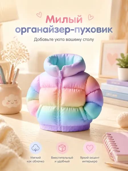 Креативный пенал в форме пуховика большой вместимости держатель для ручек органайзер для кистей для макияжа