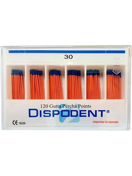 Штифты гуттаперчевые 02 №30, 120 шт (Dispodent)