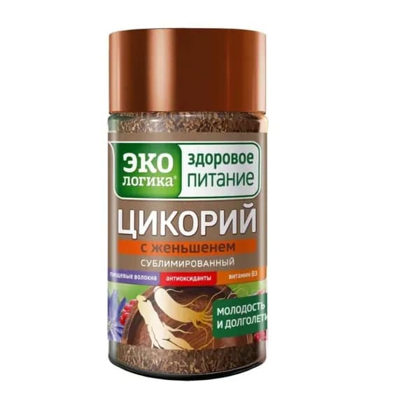 Московская кофейня на паяхъ Цикорий натуральный Экологика с женьшенем, сублимированный, 85 г, стеклянная банка