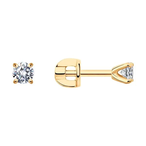 SOKOLOV Diamonds, Серьги из золота с бриллиантами, 1021835, пусеты, украшение из красного золота 585 пробы, гвоздики