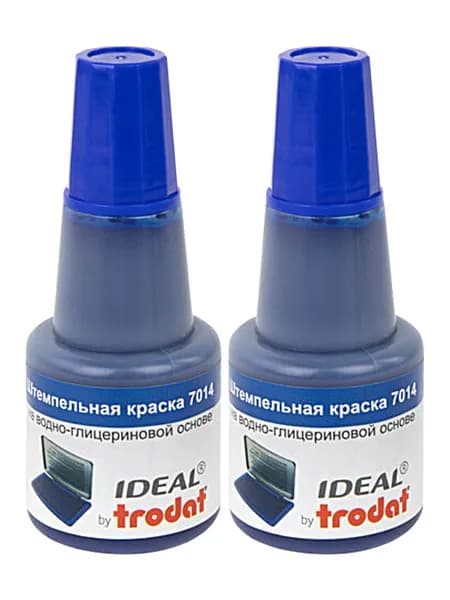 Штемпельная краска 2 шт на водно-глицериновой основе Idеal by Trodat 24мл синяя