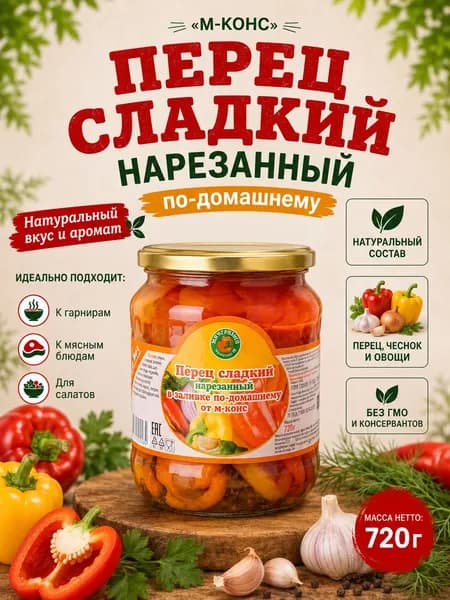 Перец сладкий в заливке по-домашнему, 720 г