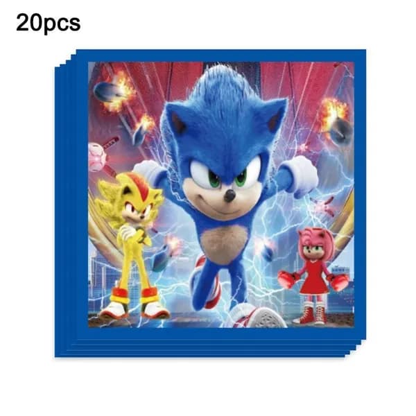 20 салфеток с принтом Sonic, украшение для вечеринки, одноразовая посуда.