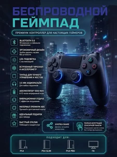 Беспроводной геймпад для PS4 / ПК / Android