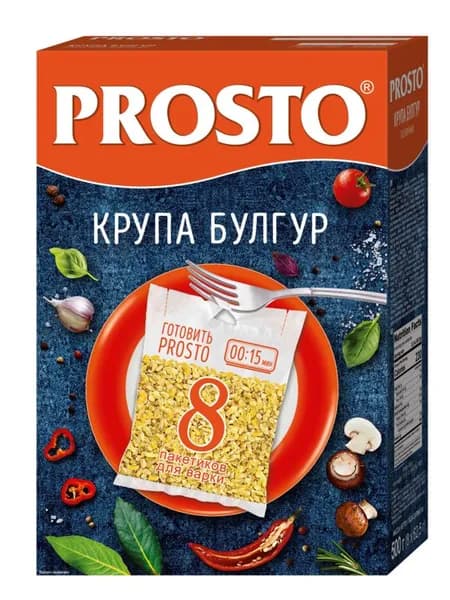 Булгур PROSTO, в пакетиках, 8 шт по 62,5 г / Крупа, гарнир