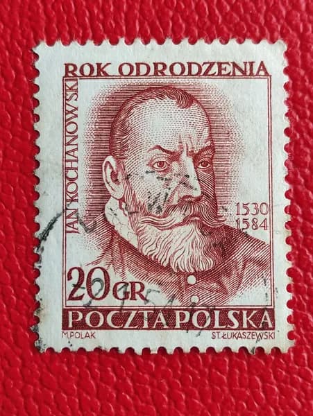 Марки Польша 1953. Польская культура: "Ян Кохановский" - рисунок Юзефа Бухбиндера. Гашение - см фото