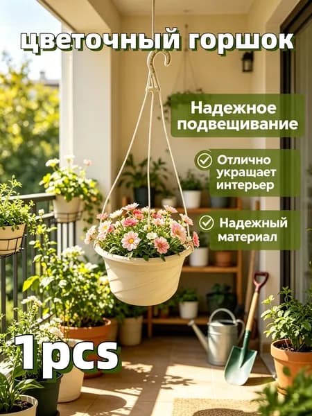 Вазон 10 см, 1 шт, цвет белый