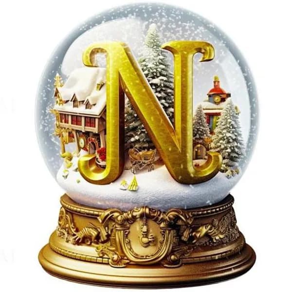 Диамантная картина Рождественская буква N 40 40 см, 5D, с ринами
