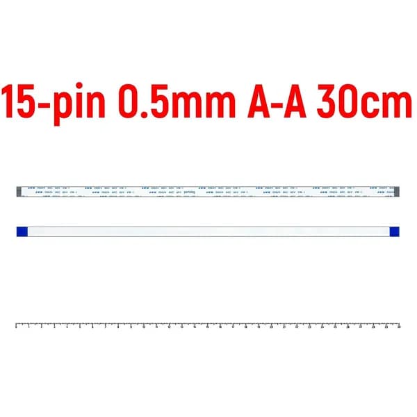 FFC Шлейф 15-pin Шаг 0.5mm Длина 30cm Прямой A-A AWM 20624 80C 60V VW-1