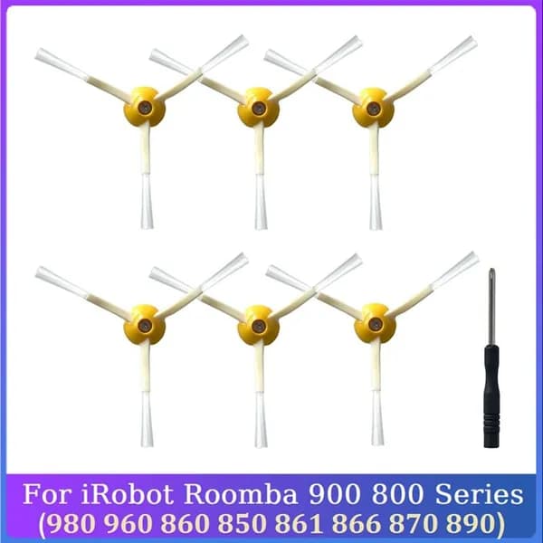 Боковые щетки для iRobot Roomba 900/800 Series, совместимы с 980/960/860/850/861/866/870/890, комплект 6 шт. / с отвёрткой "Edge-Sweeping