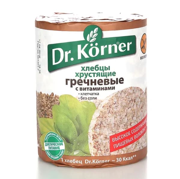 Хлебцы Dr.Korner гречневые с витаминами 100г Россия
