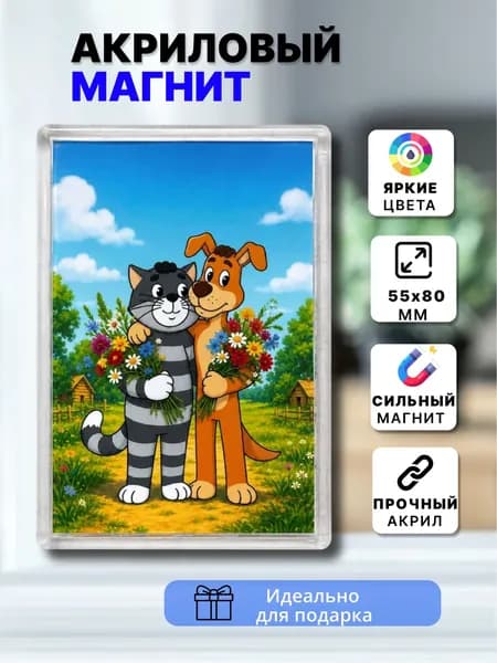 Магнит на холодильник, Простоквашино, Шарик и Матроскин