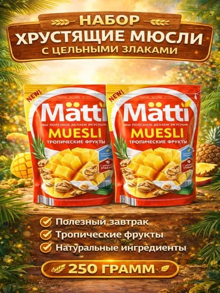 мюсли запеченные с Тропическими фруктами Matti 2шт по 250г